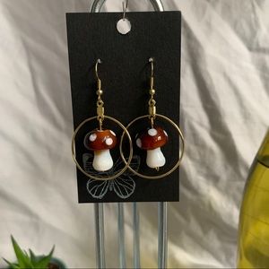 Mushroom Hoop Earrings